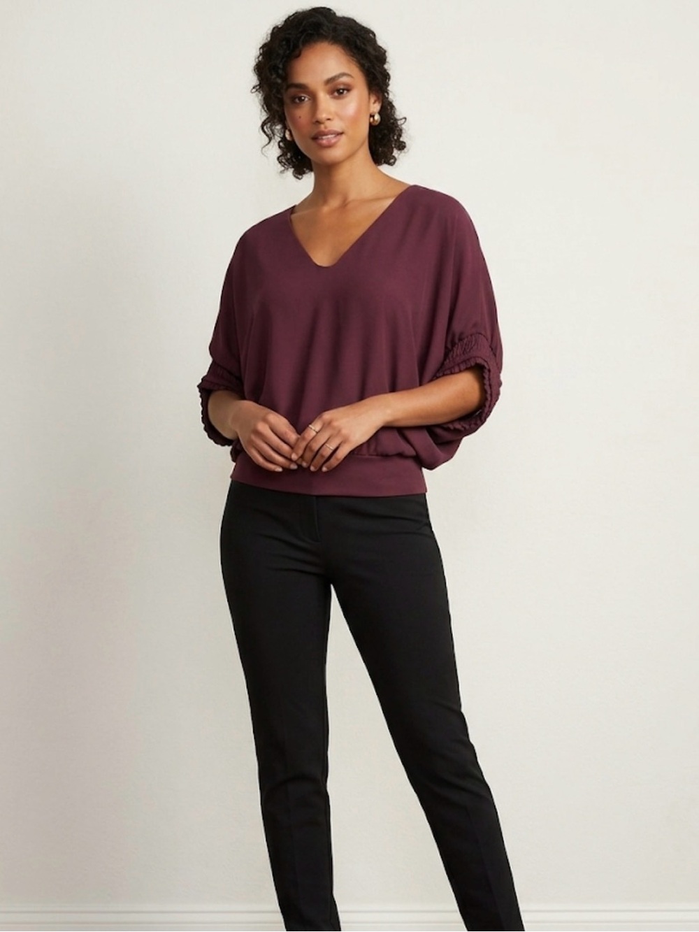 Diane Von Furstenberg ,plum Edna top wit Batwing style